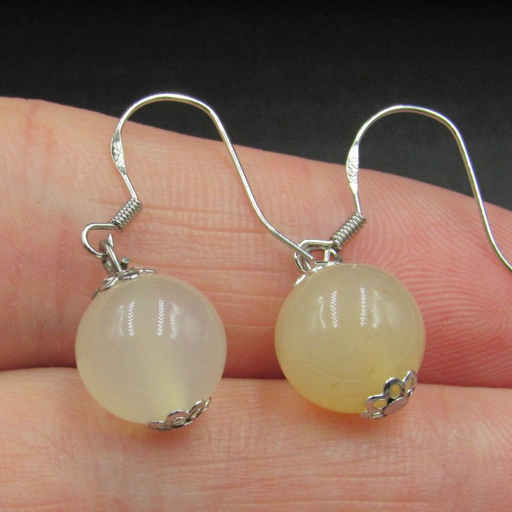 Sterling Silver Rustic Odd Quartz Ball Earrings - image 1